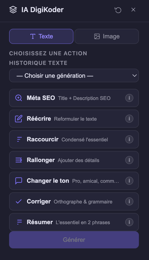 Capture d'écran de l'éditeur Elementor DigiKoder